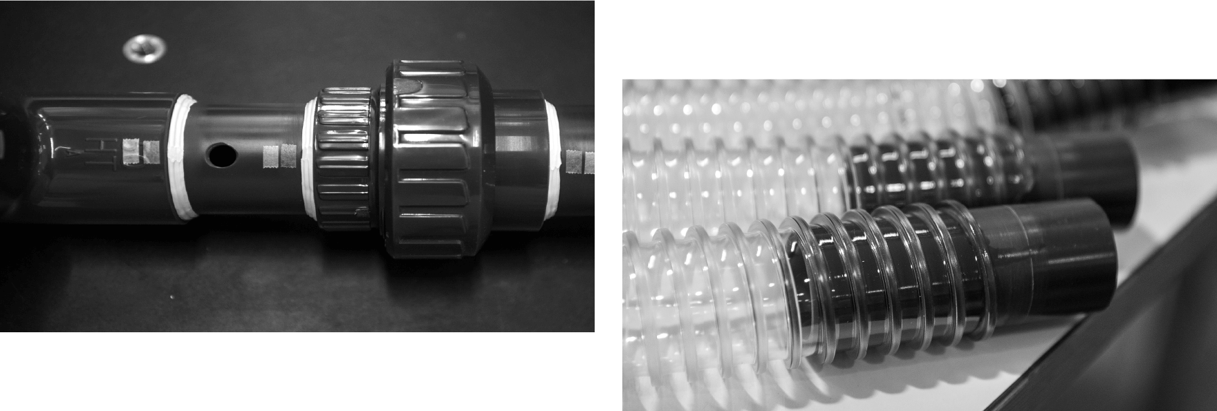 半導体付帯設備に組み付けられる塩ビ配管の溶接加工